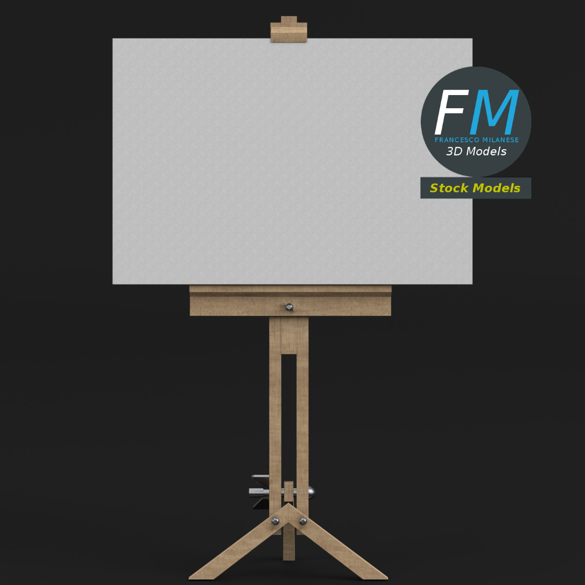 3D-Modell - Zeichenleinwand auf Dreibeinstaffelei - 03
