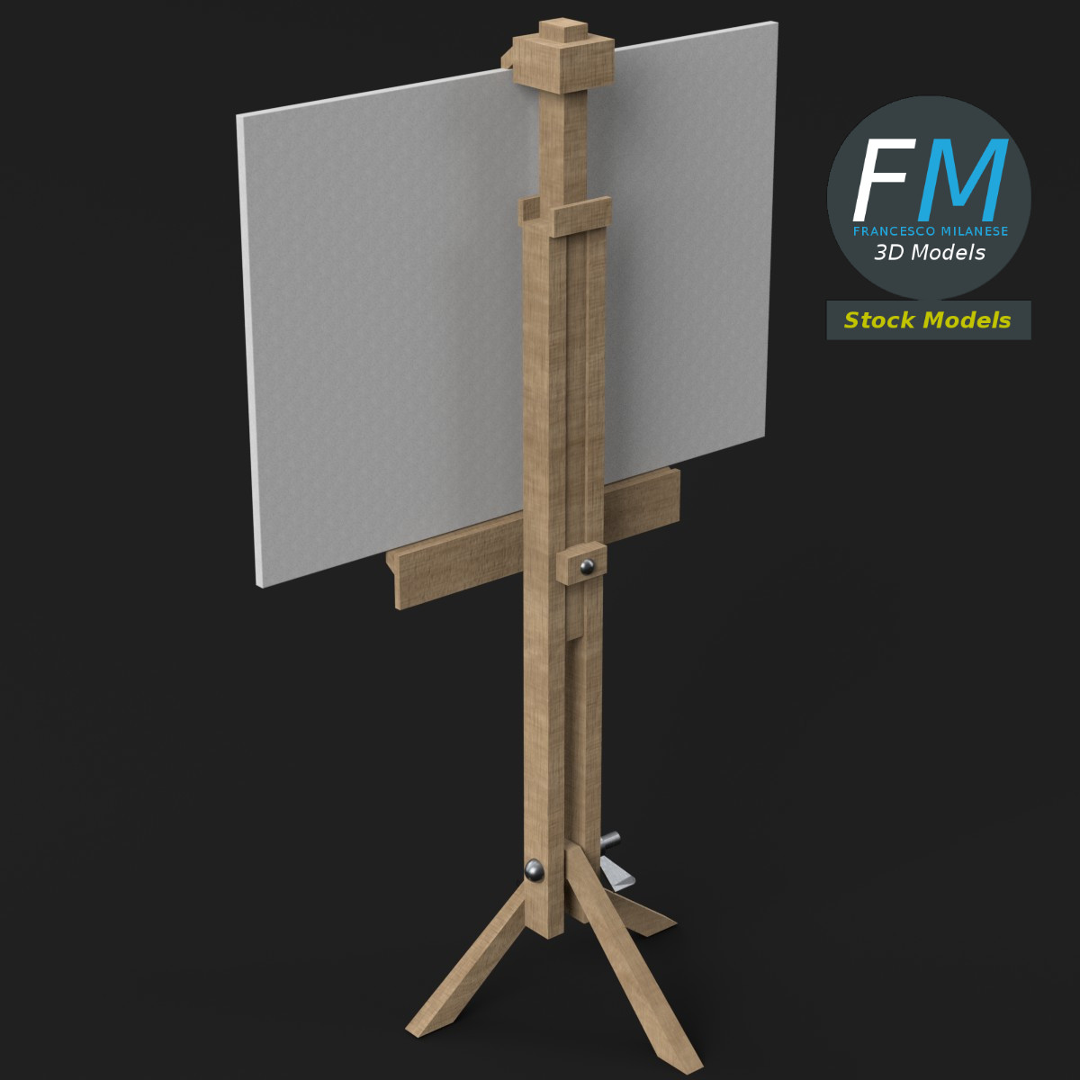 3D-Modell - Zeichenleinwand auf Dreibeinstaffelei - 05