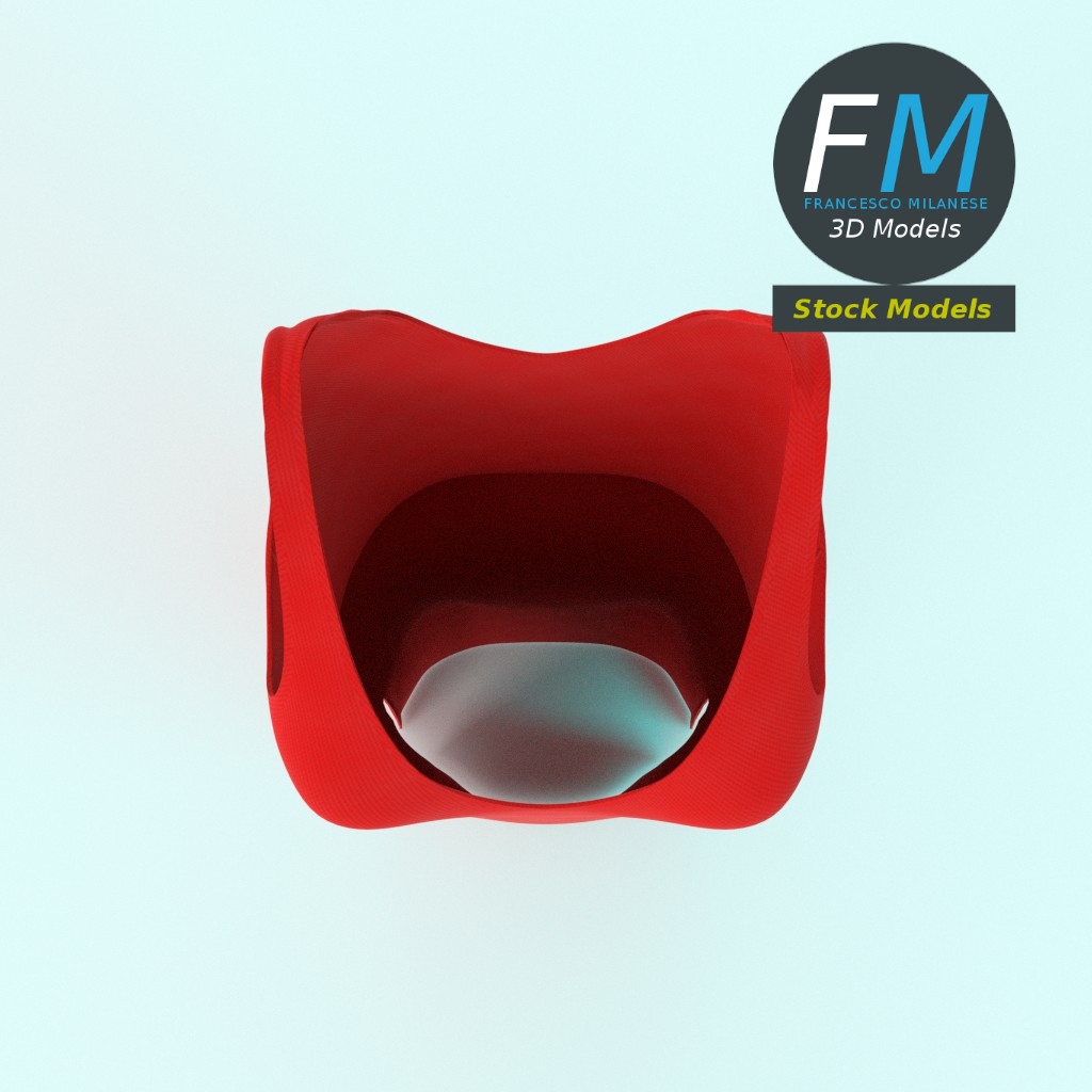 3D-Modell - Rotes Ärmelloses Maxikleid - 06
