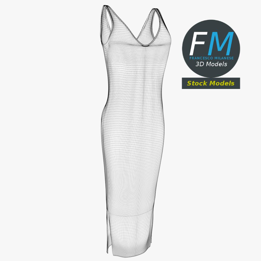 3D-Modell - Rotes Ärmelloses Maxikleid - 07