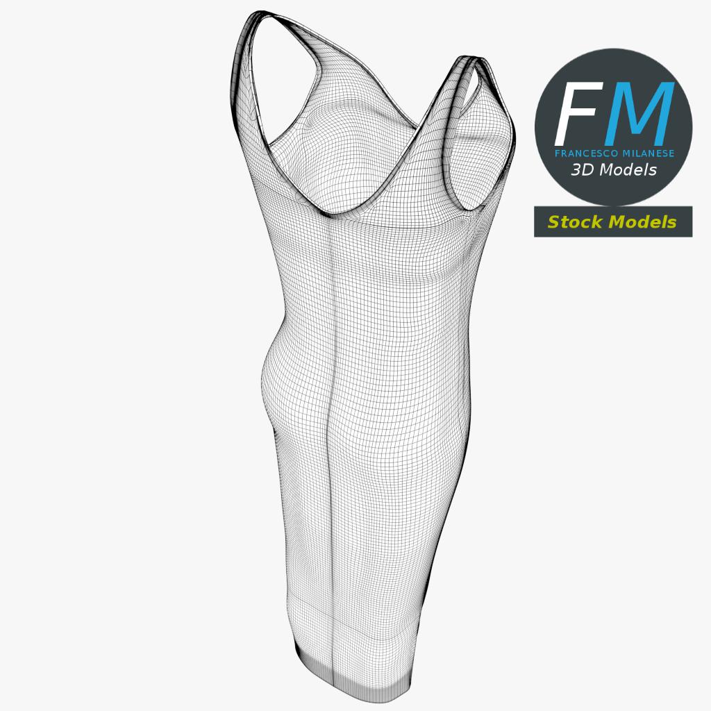 3D-Modell - Rotes Ärmelloses Maxikleid - 08