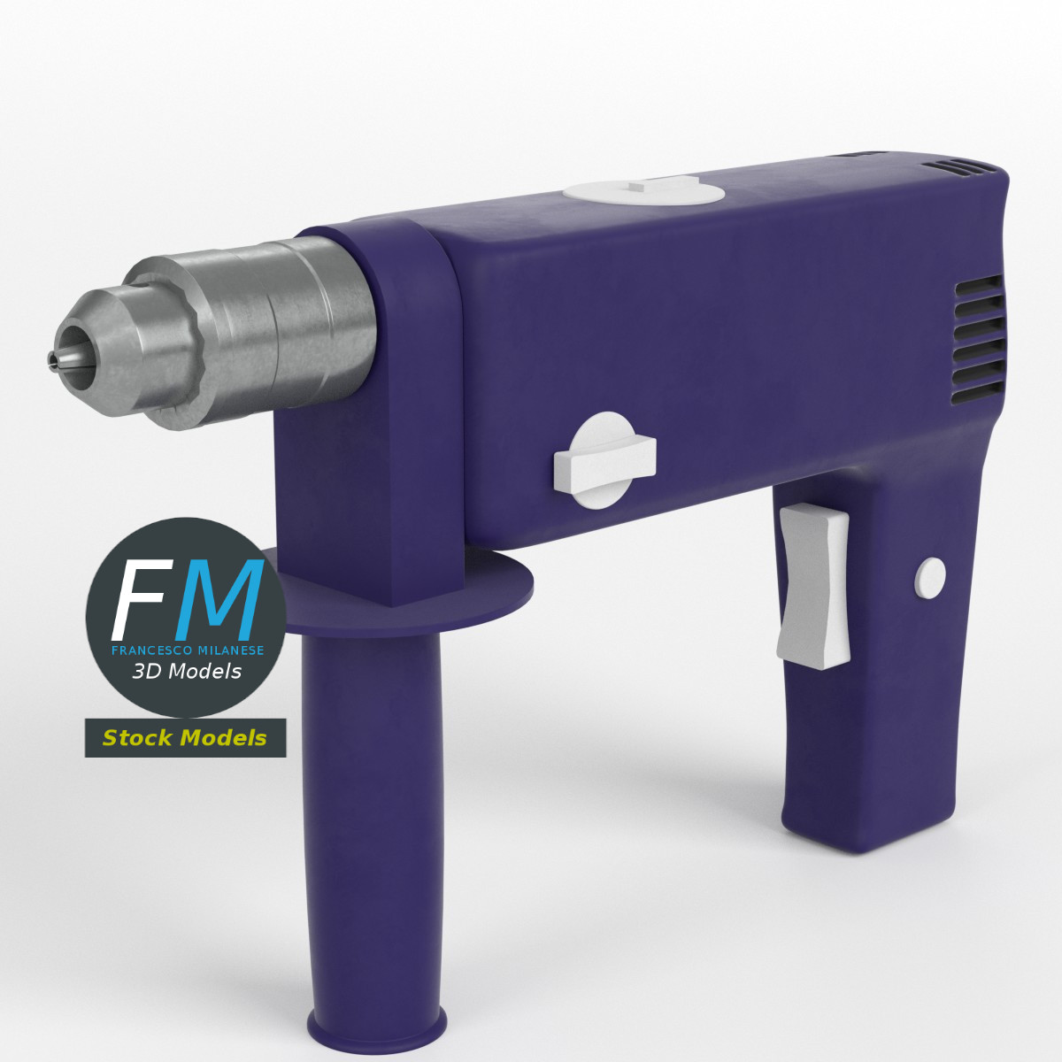 3D-Modell - Basismesh Bohrmaschine mit Pistolengriff - 01