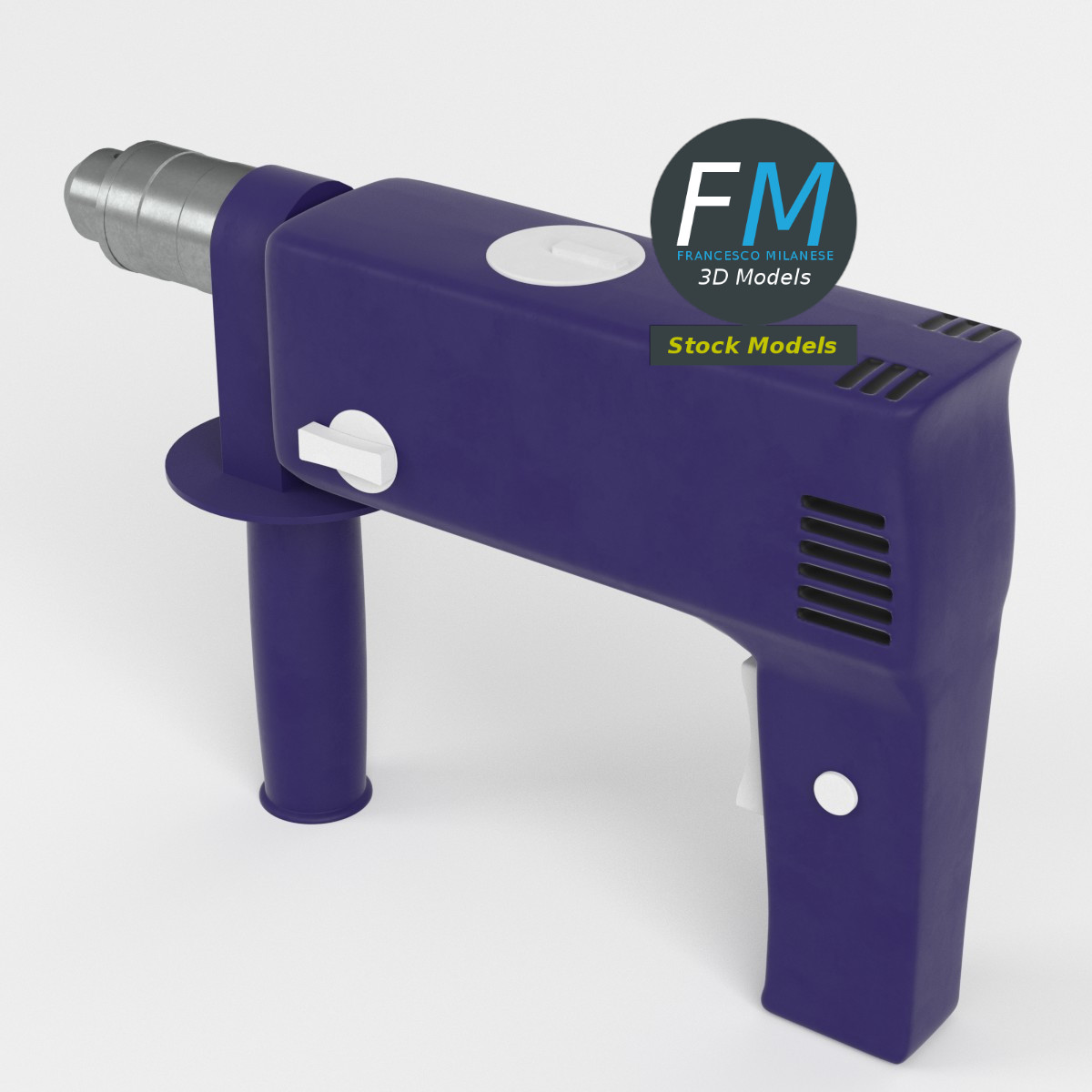 3D-Modell - Basismesh Bohrmaschine mit Pistolengriff - 02