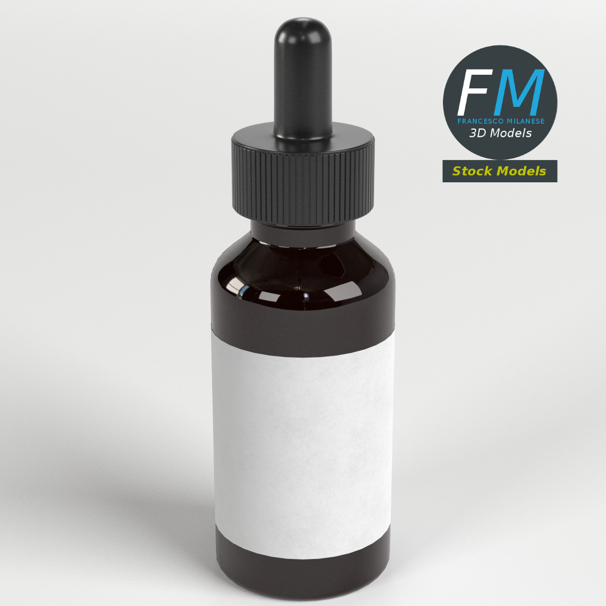 3D-Modell - Tropfflasche mit Flüssigkeit und Etikett - 03