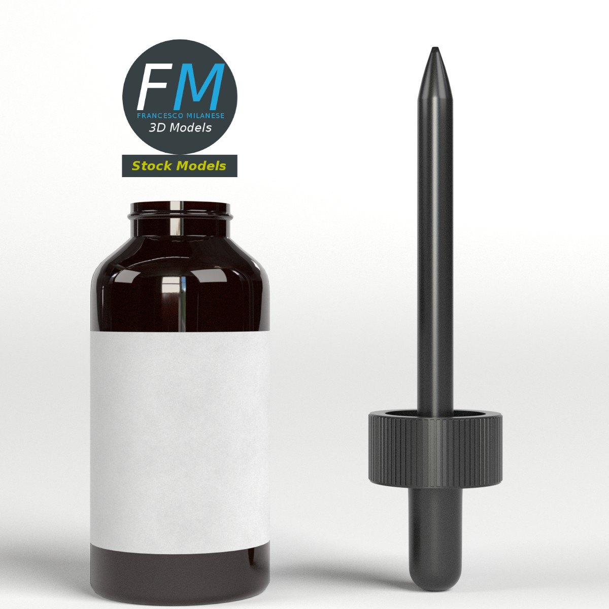 3D-Modell - Tropfflasche mit Flüssigkeit und Etikett - 04