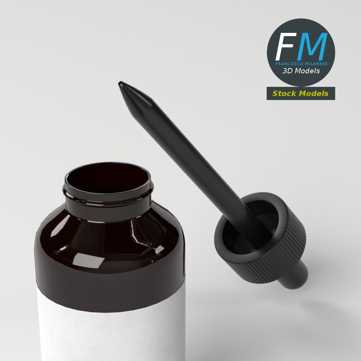 3D-Modell - Tropfflasche mit Flüssigkeit und Etikett - 05