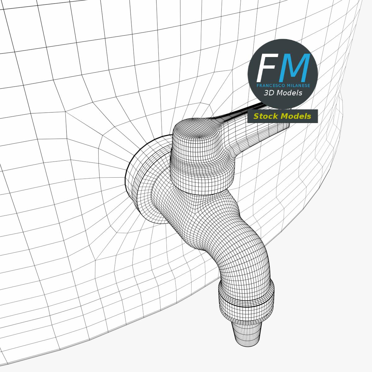 3D-Modell - Olivenölfass mit Hahn und Deckel - 08