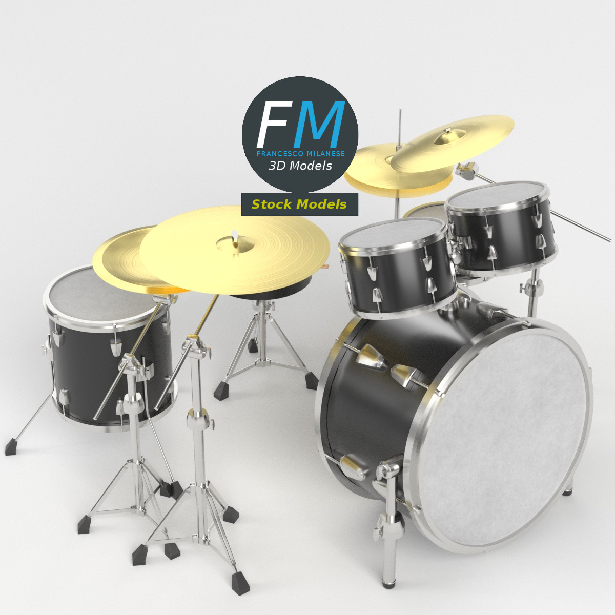 3D-Modell - Akustisches Schlagzeug - 02