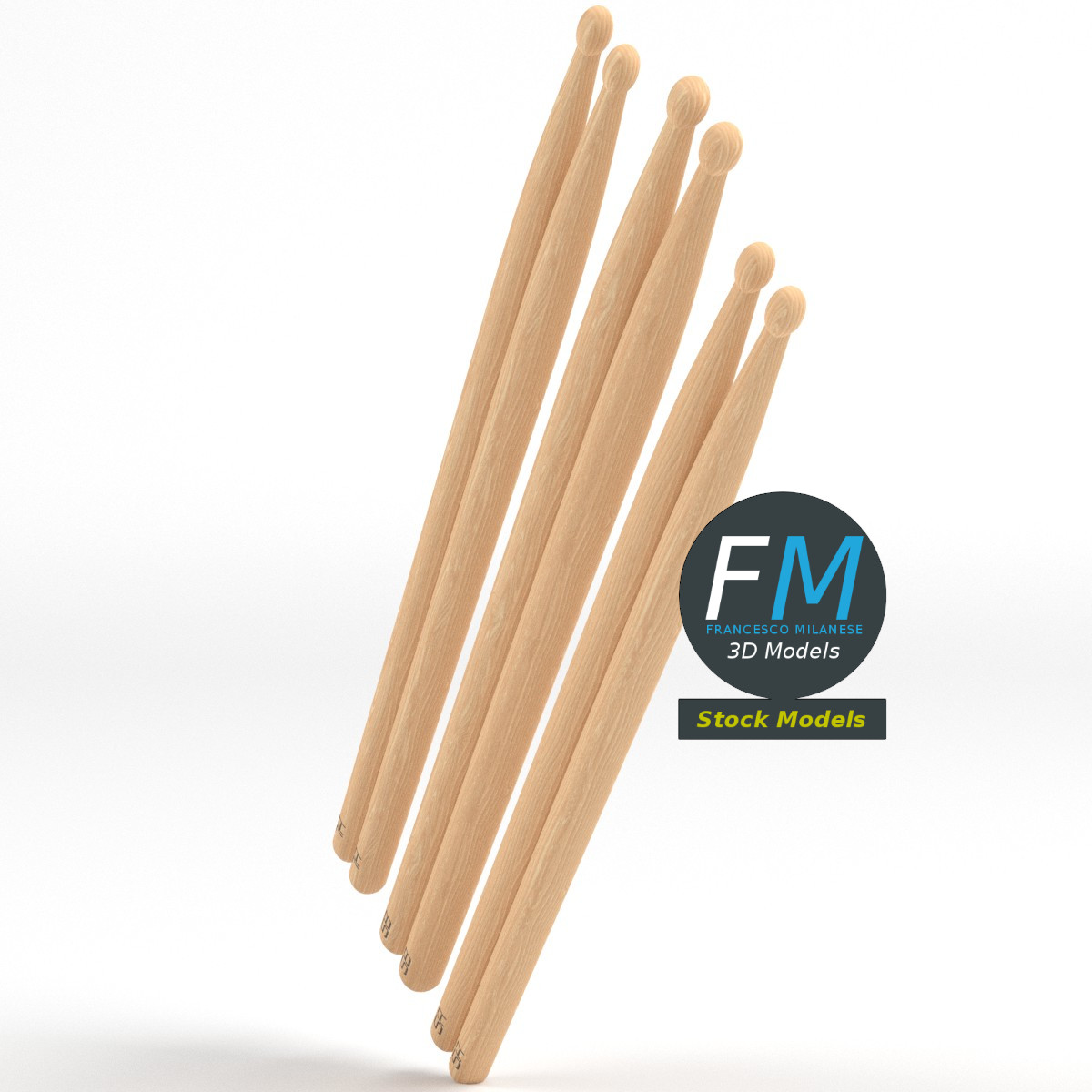 3D-Modell - Drumstick-Set 5A 5B und 7A - 04