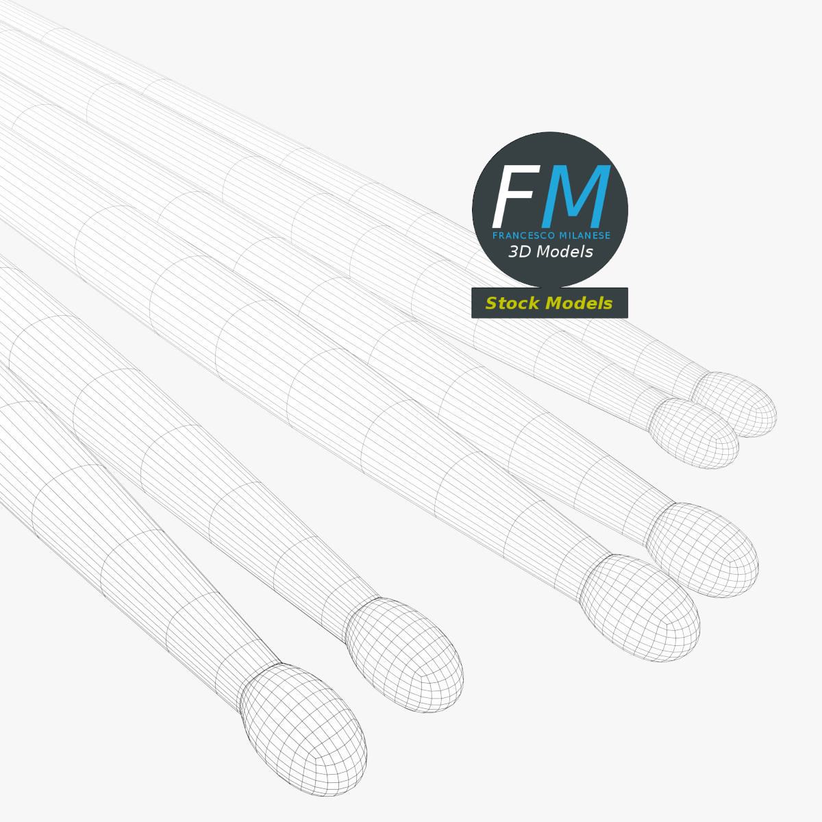 3D-Modell - Drumstick-Set 5A 5B und 7A - 07
