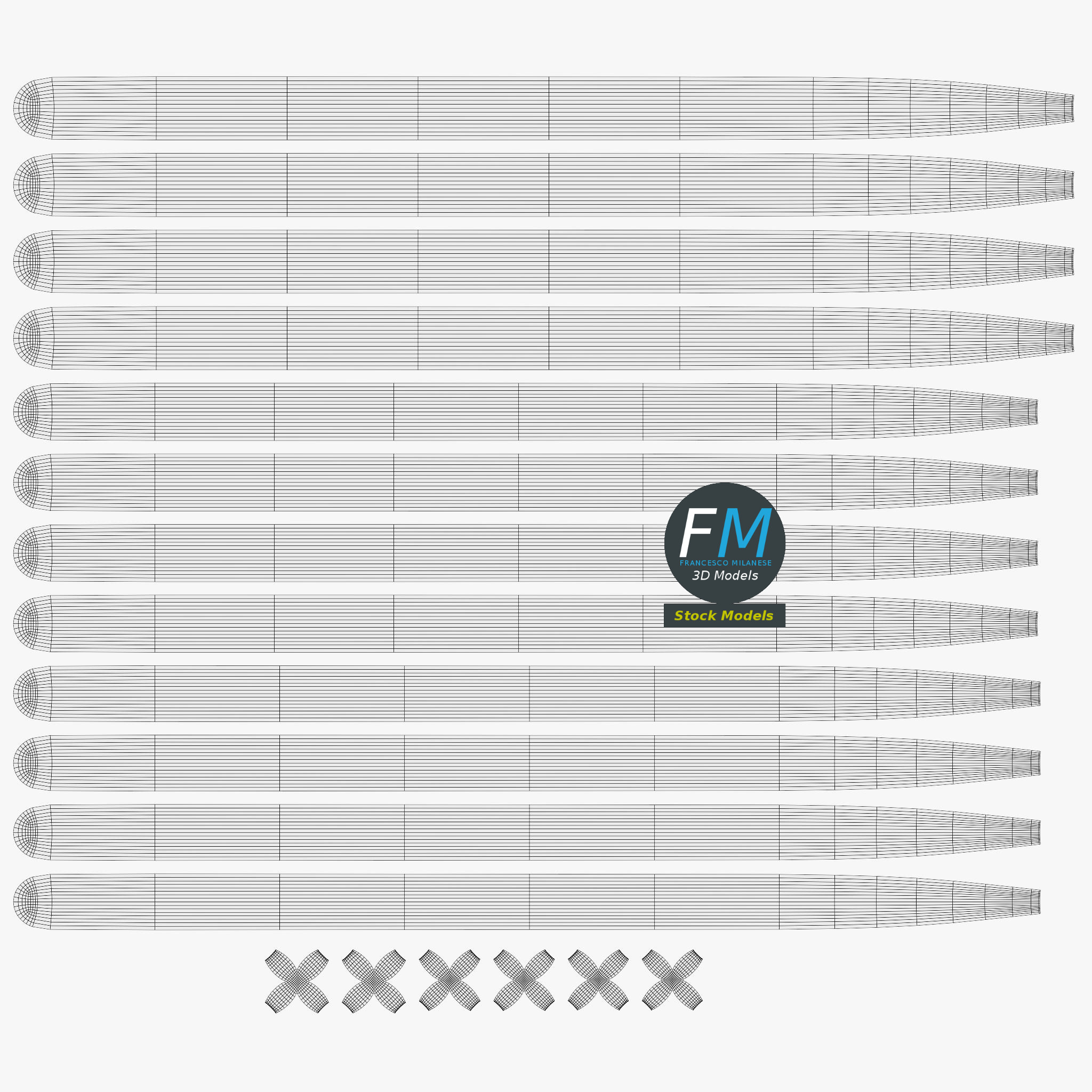 3D-Modell - Drumstick-Set 5A 5B und 7A - 11 3D-Modell - Drumstick-Set 5A 5B und 7A - 11
