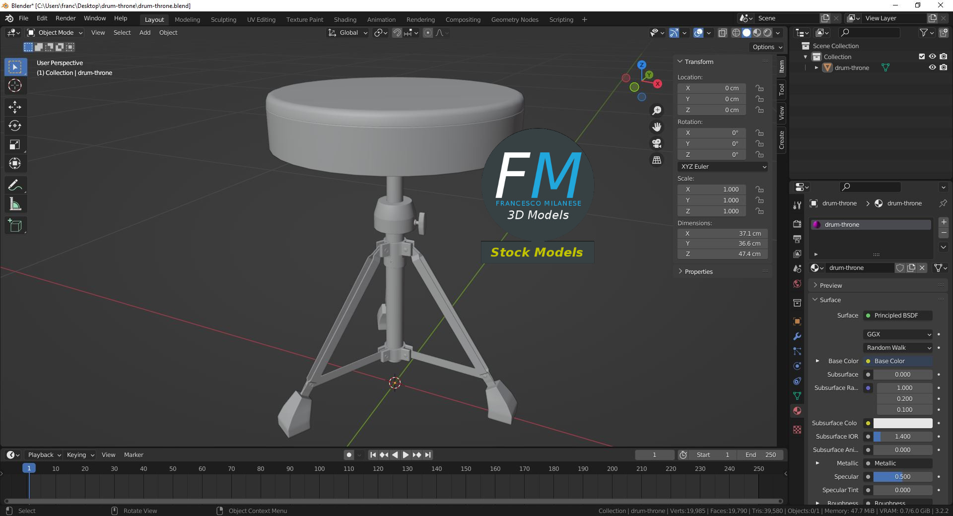 3D-Modell - Schlagzeughocker - 09