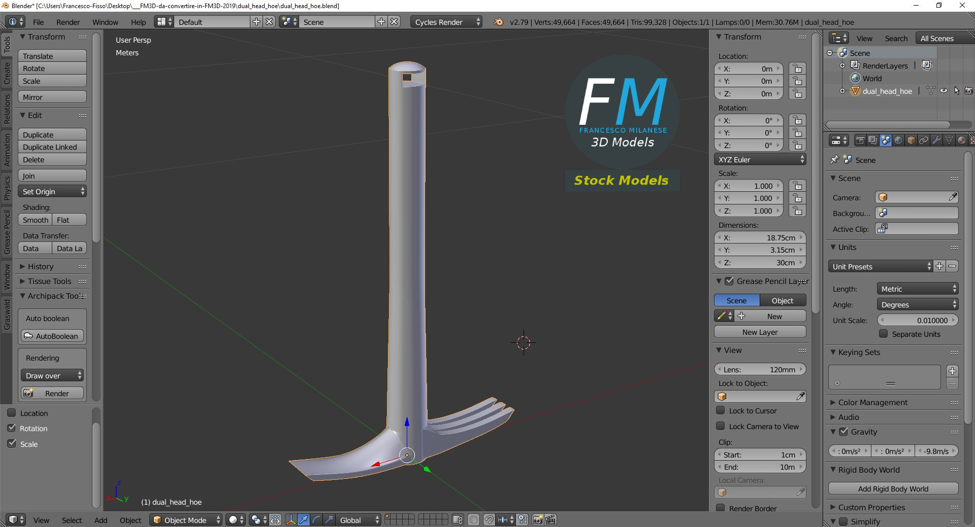 3D-Modell - Doppelhacke - 09