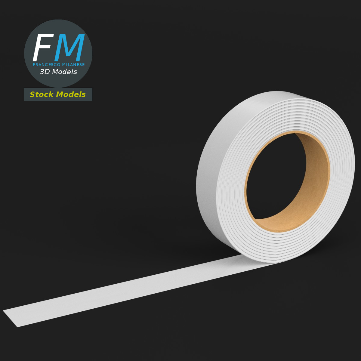 3D-Modell - Mock-up einer weißen Gewebeklebebandrolle - 01