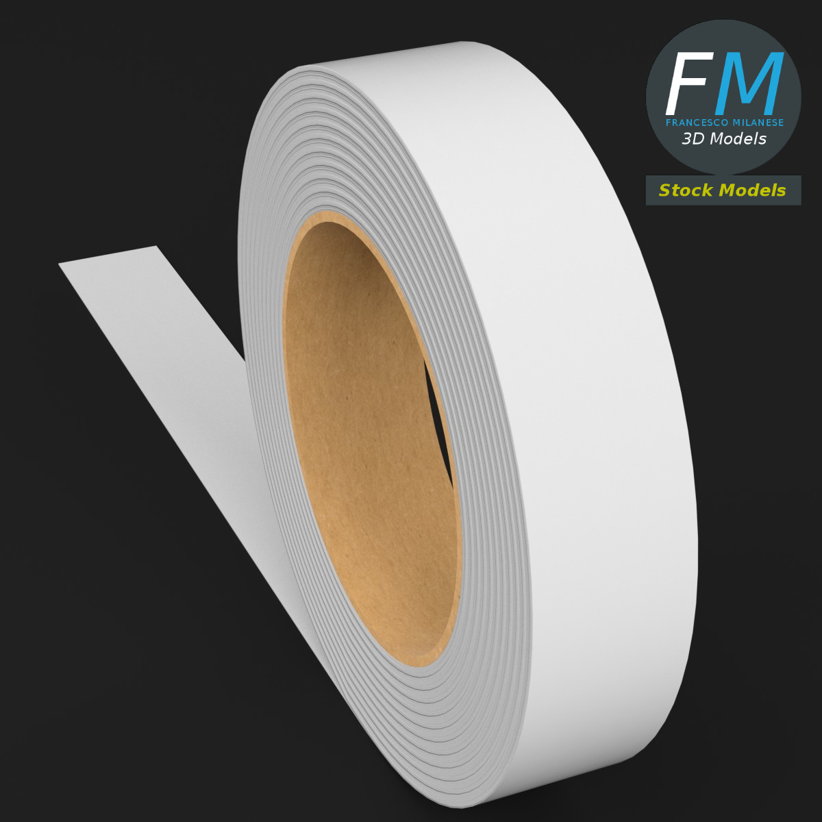 3D-Modell - Mock-up einer weißen Gewebeklebebandrolle - 02