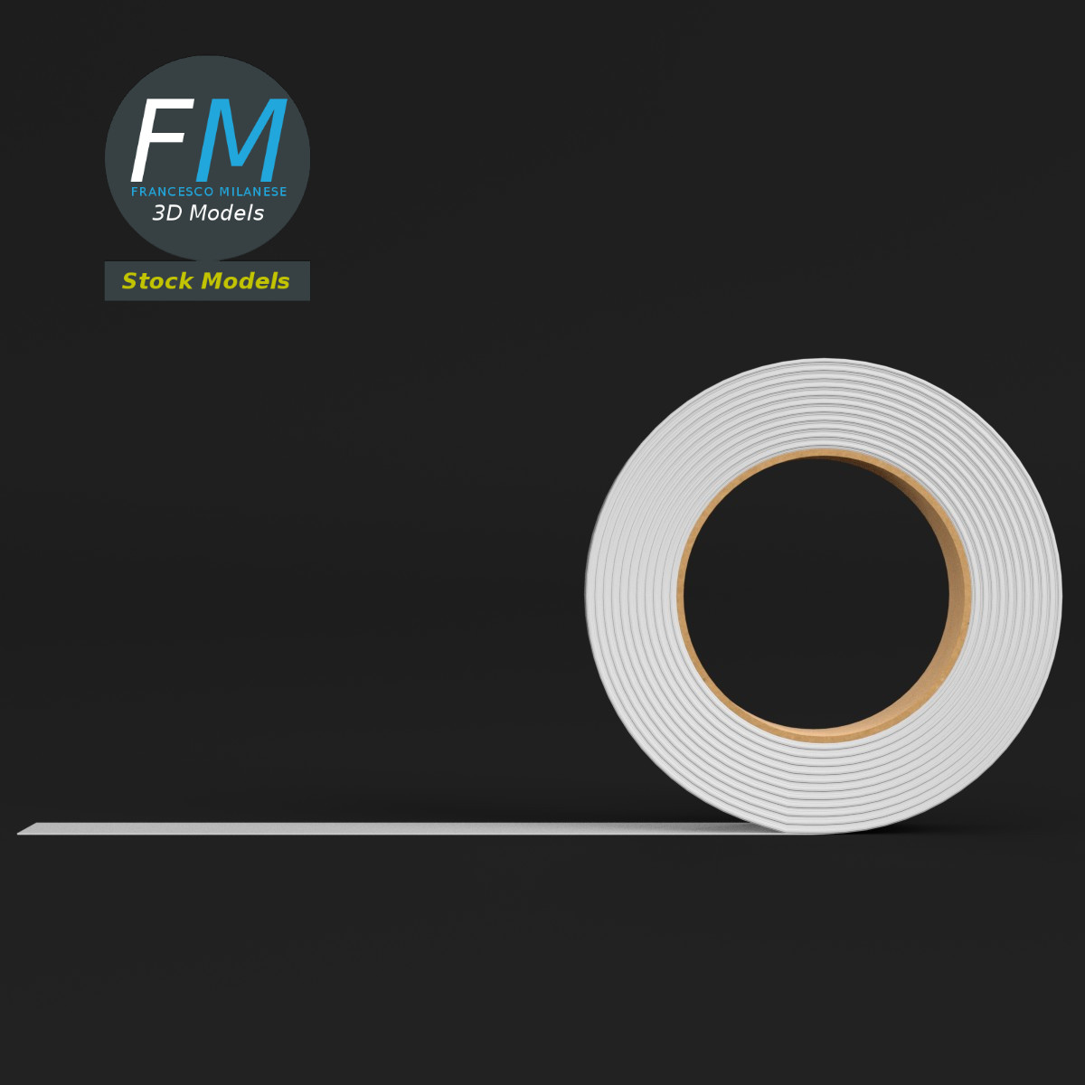 3D-Modell - Mock-up einer weißen Gewebeklebebandrolle - 03