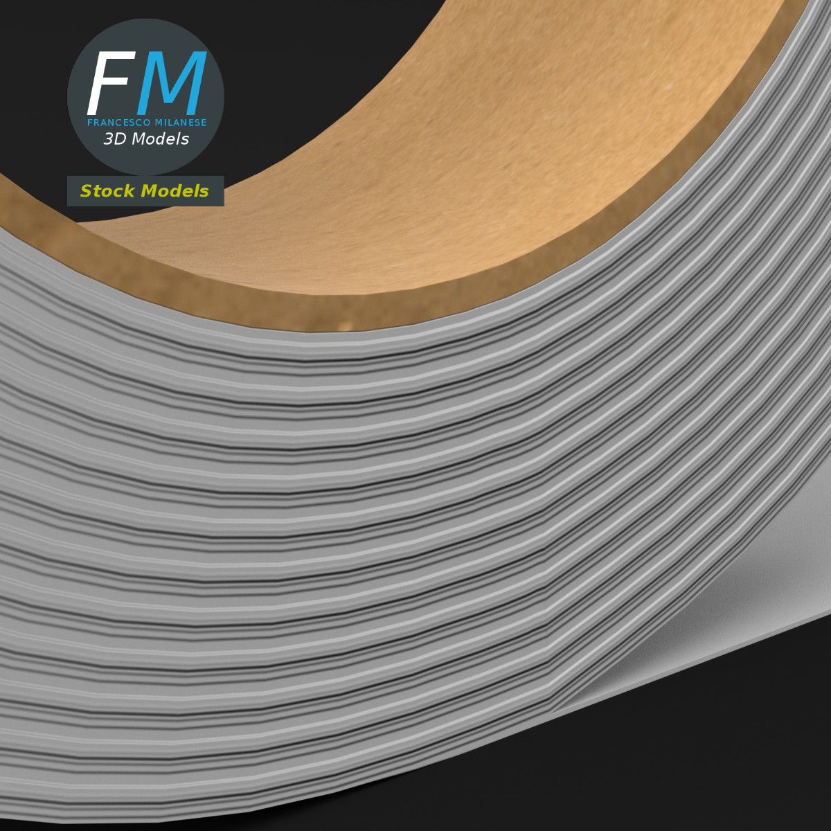3D-Modell - Mock-up einer weißen Gewebeklebebandrolle - 05