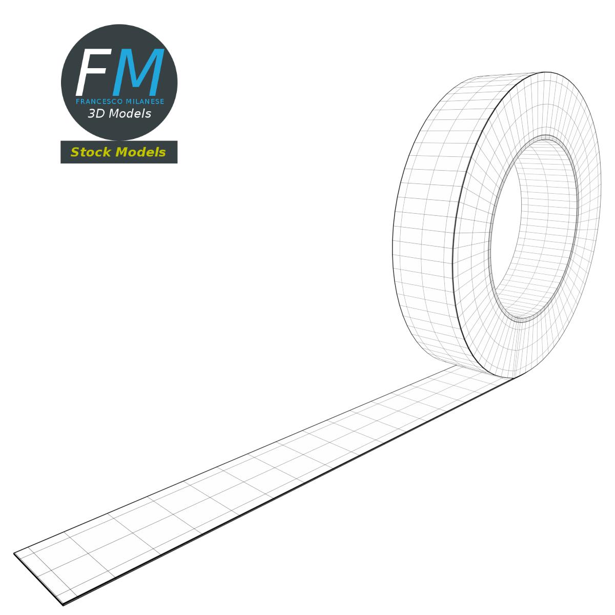 3D-Modell - Mock-up einer weißen Gewebeklebebandrolle - 07