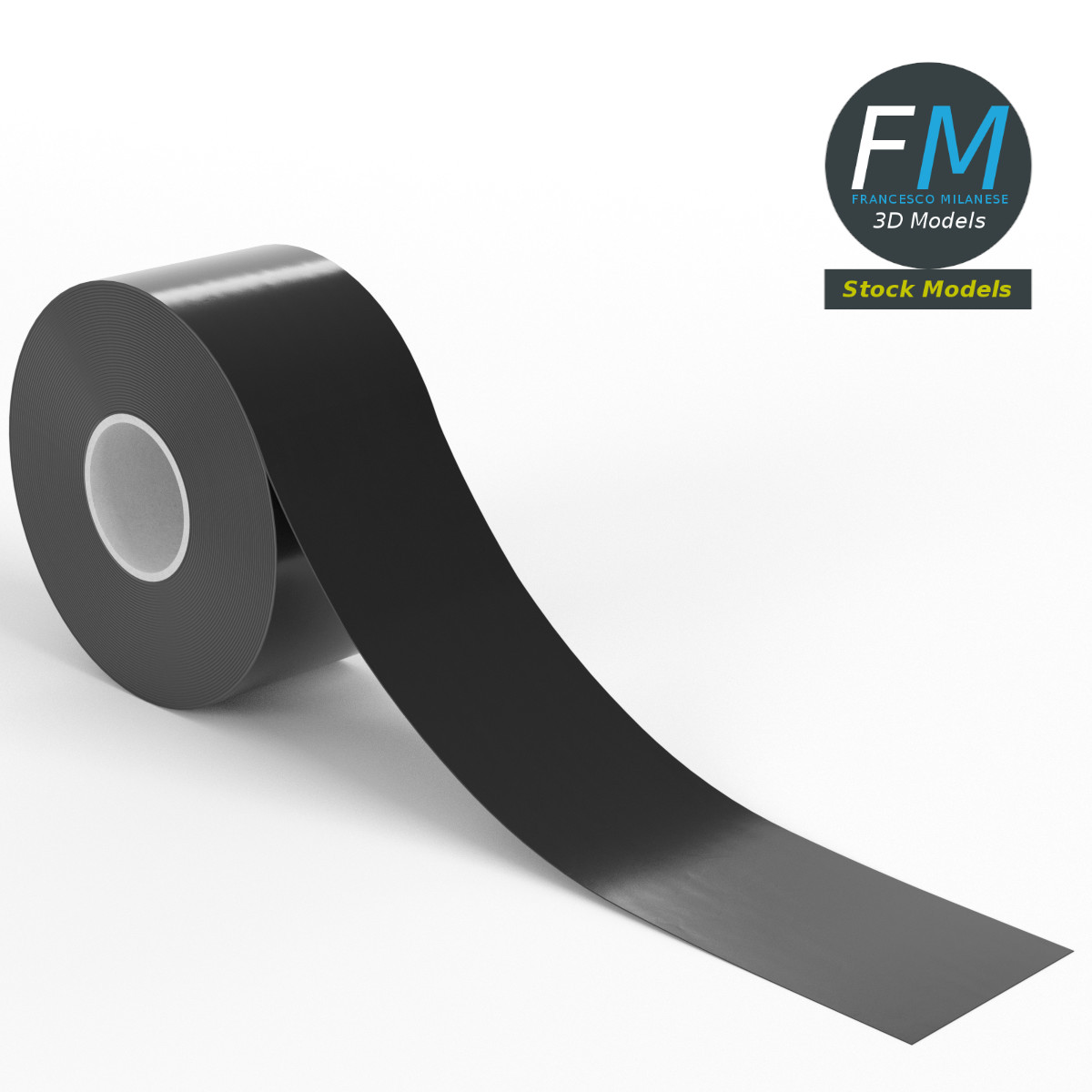 3D-Modell - Mock-up einer schwarzen Gewebeklebebandrolle - 01