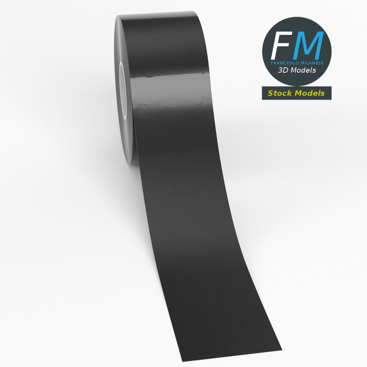 3D-Modell - Mock-up einer schwarzen Gewebeklebebandrolle - 02