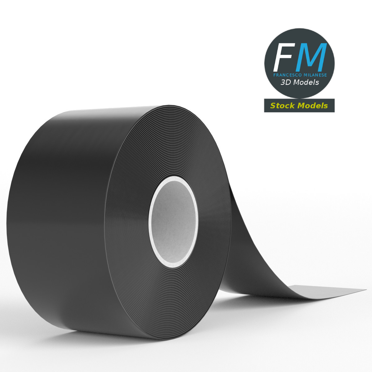 3D-Modell - Mock-up einer schwarzen Gewebeklebebandrolle - 03