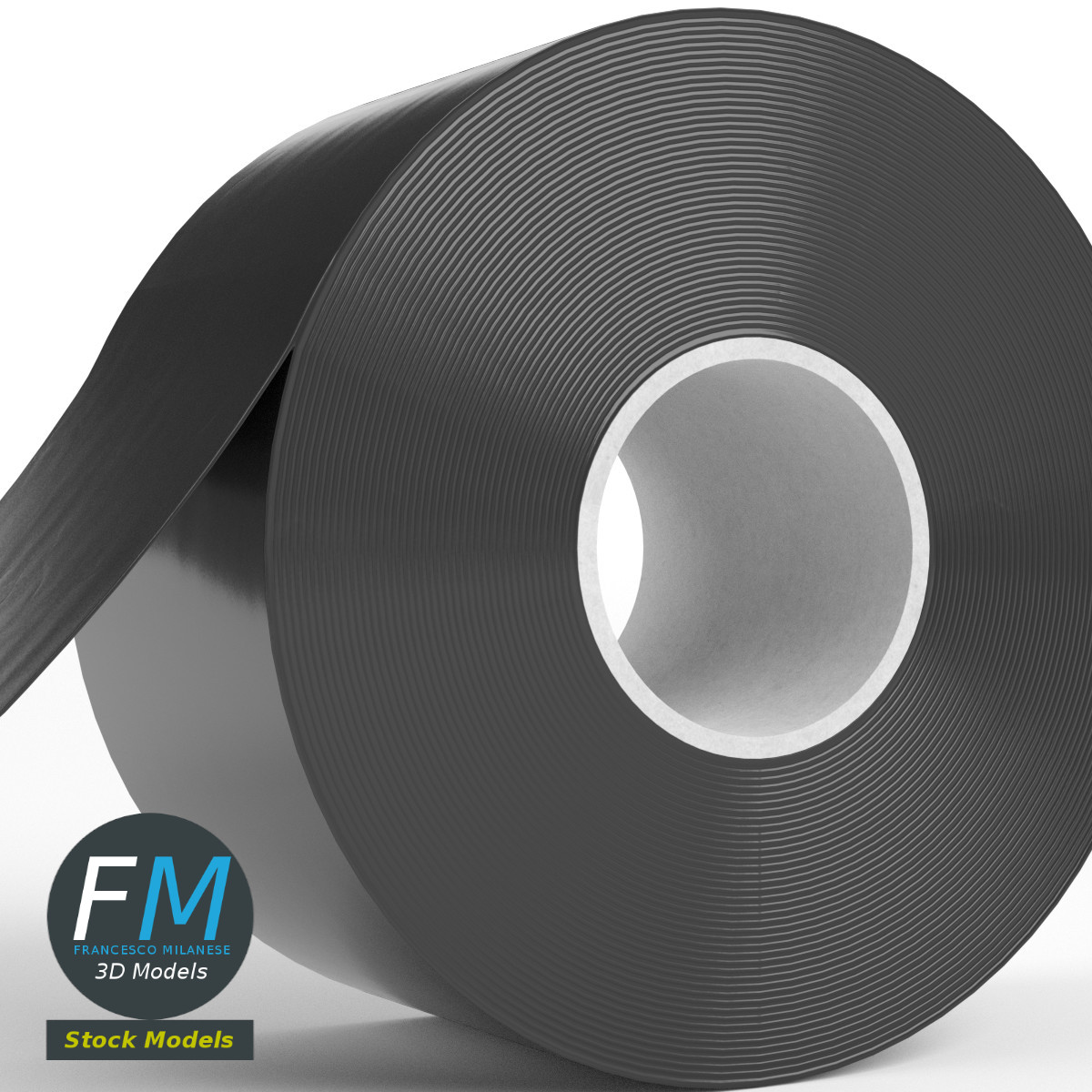 3D-Modell - Mock-up einer schwarzen Gewebeklebebandrolle - 04