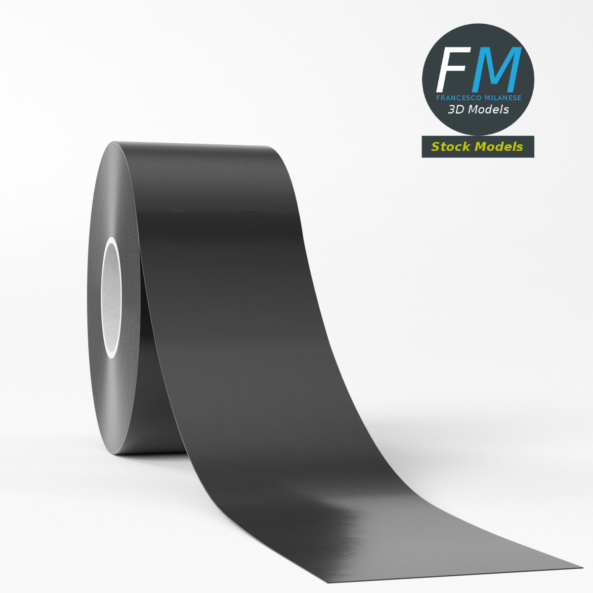 3D-Modell - Mock-up einer schwarzen Gewebeklebebandrolle - 05
