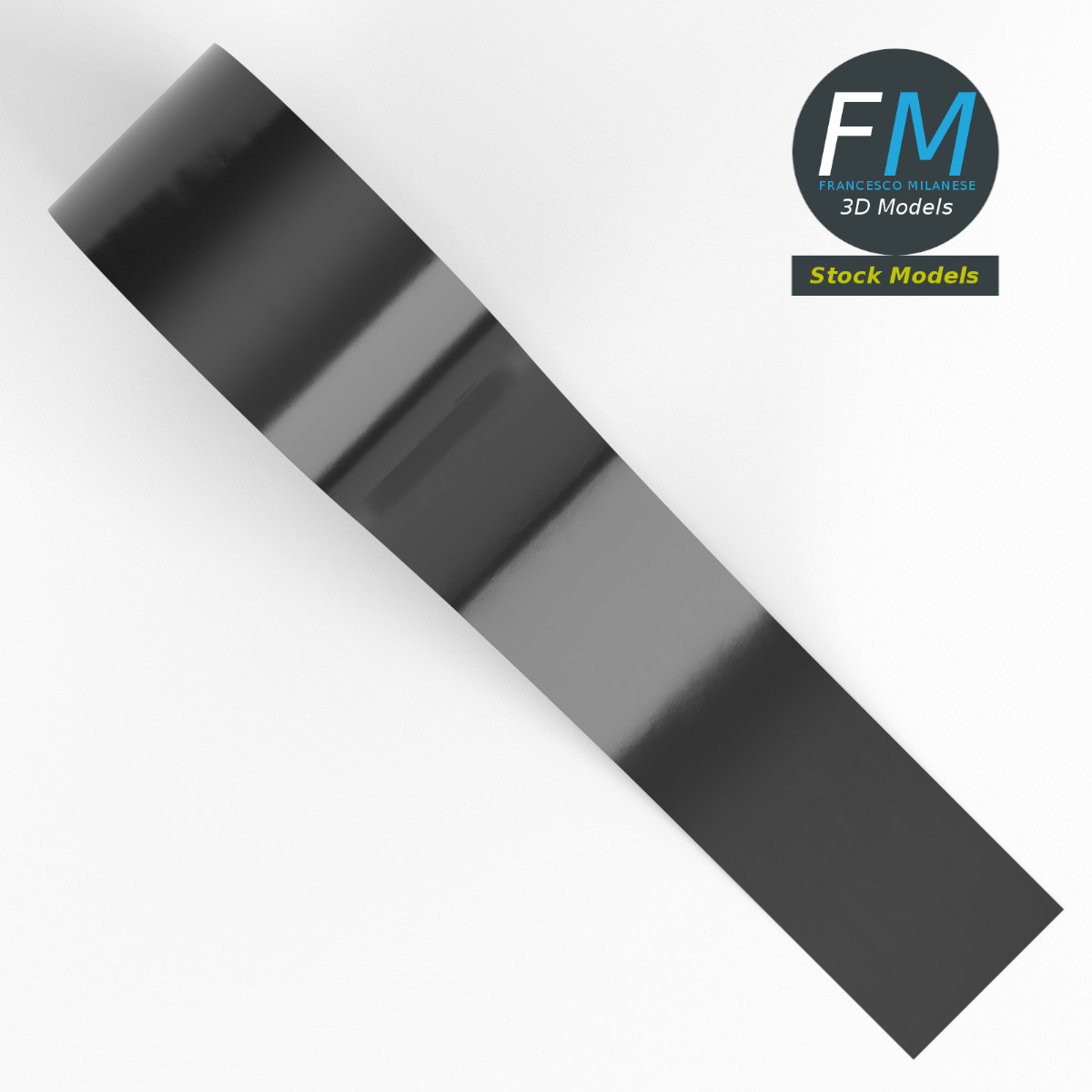3D-Modell - Mock-up einer schwarzen Gewebeklebebandrolle - 06
