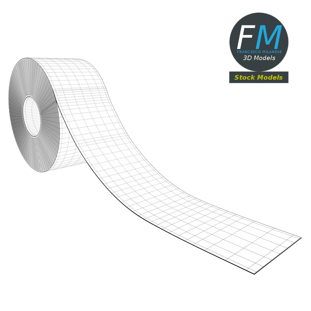 3D-Modell - Mock-up einer schwarzen Gewebeklebebandrolle - 07