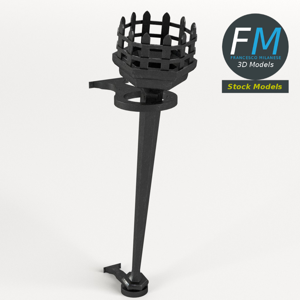 3D-Modell - Eiserne Dungeonfackel - 01
