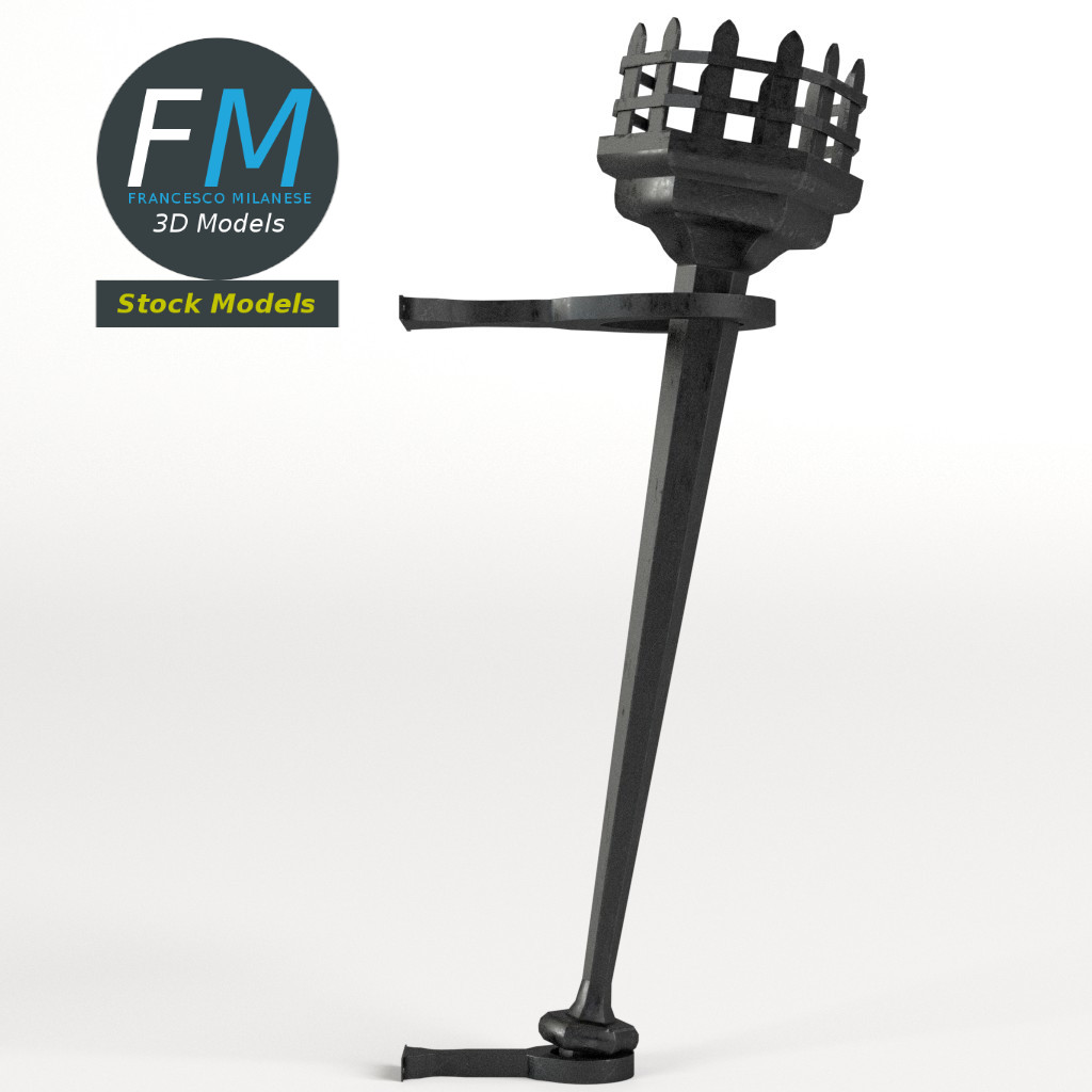3D-Modell - Eiserne Dungeonfackel - 03