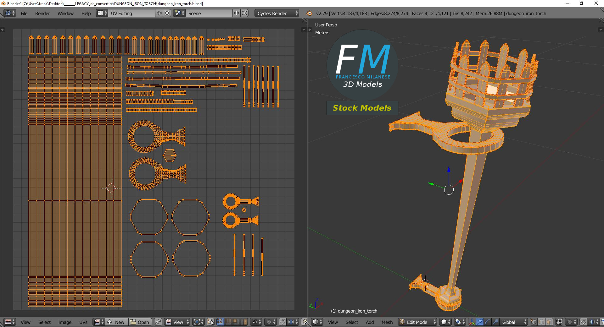 3D-Modell - Eiserne Dungeonfackel - 10