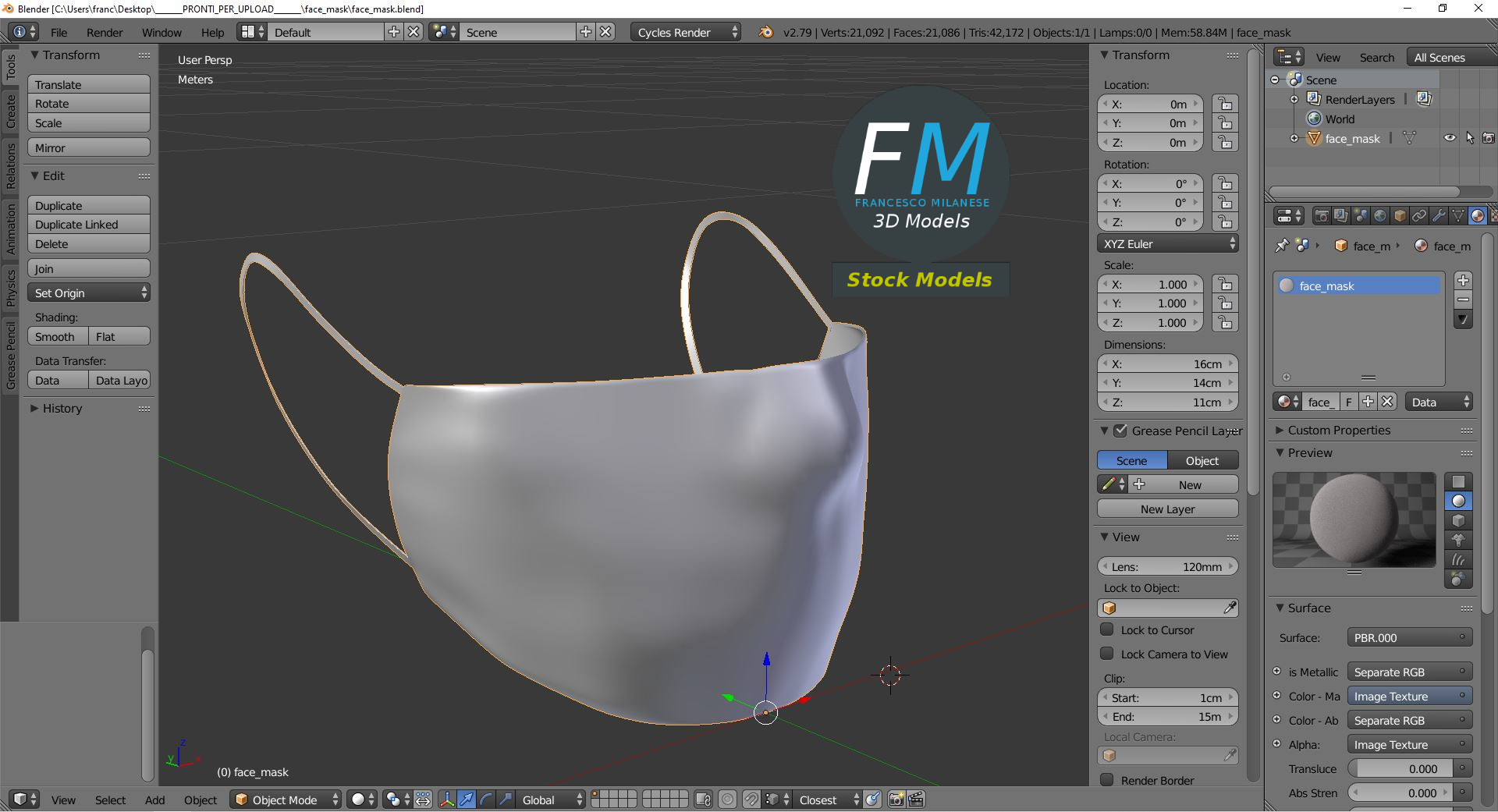 3D-Modell - Stoff-Staubmaske - 09