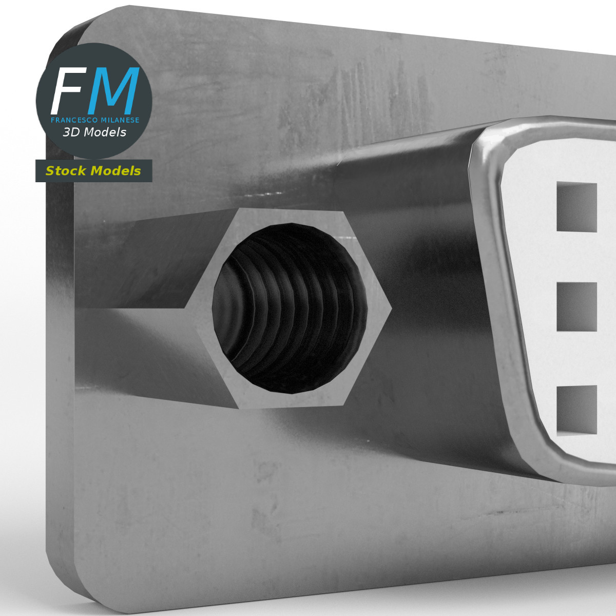 3D-Modell - DVI-I-Einbaubuchse - 04