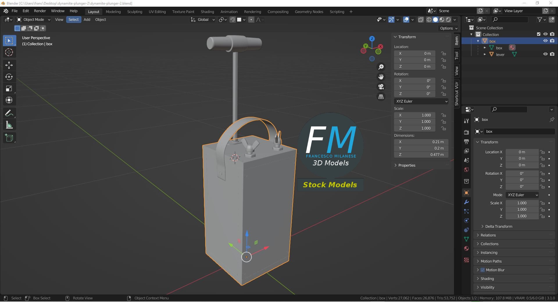 3D-Modell - Sprengzünder mit T-Griff - 09