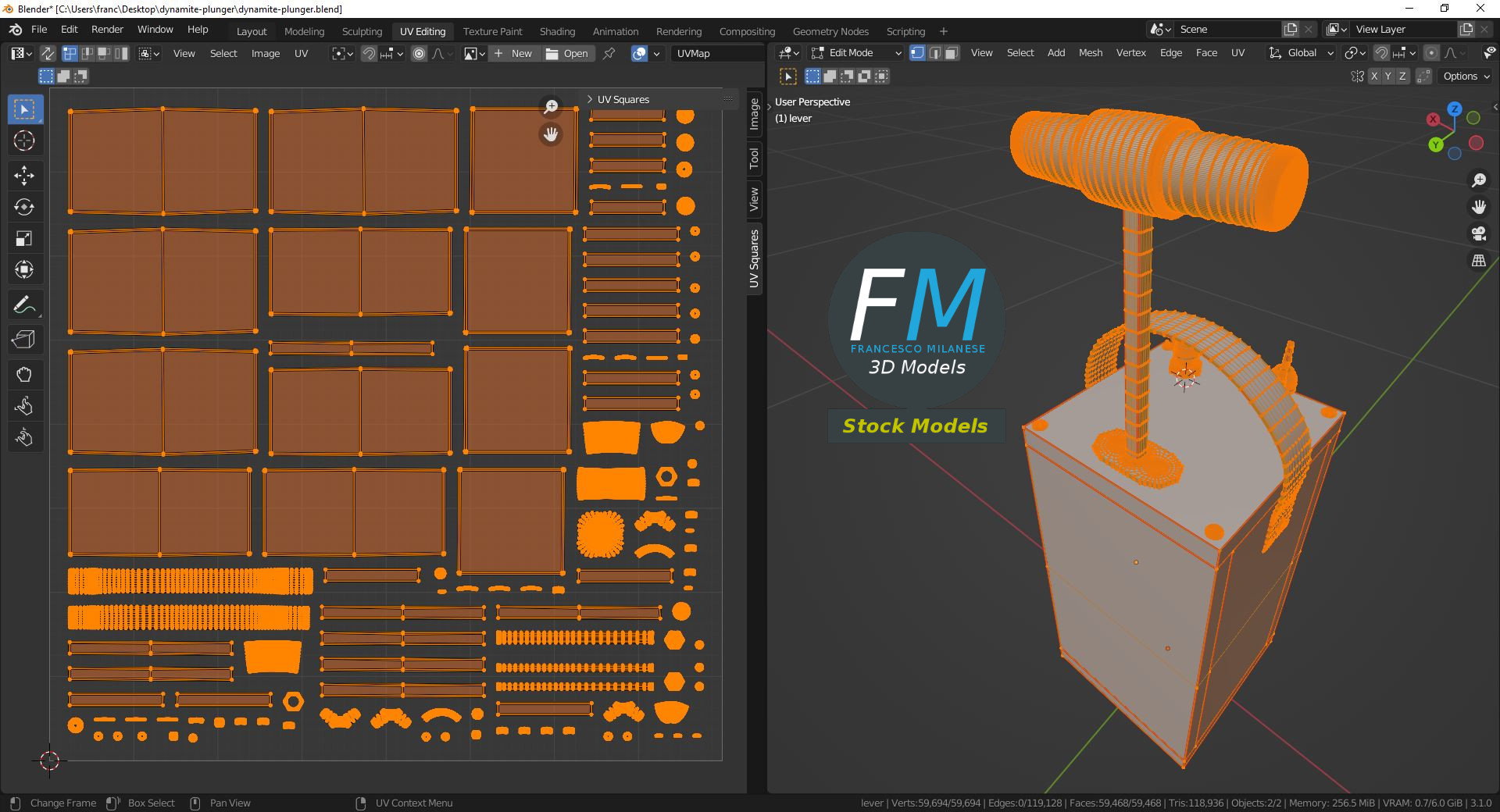 3D-Modell - Sprengzünder mit Druckhebel - 10