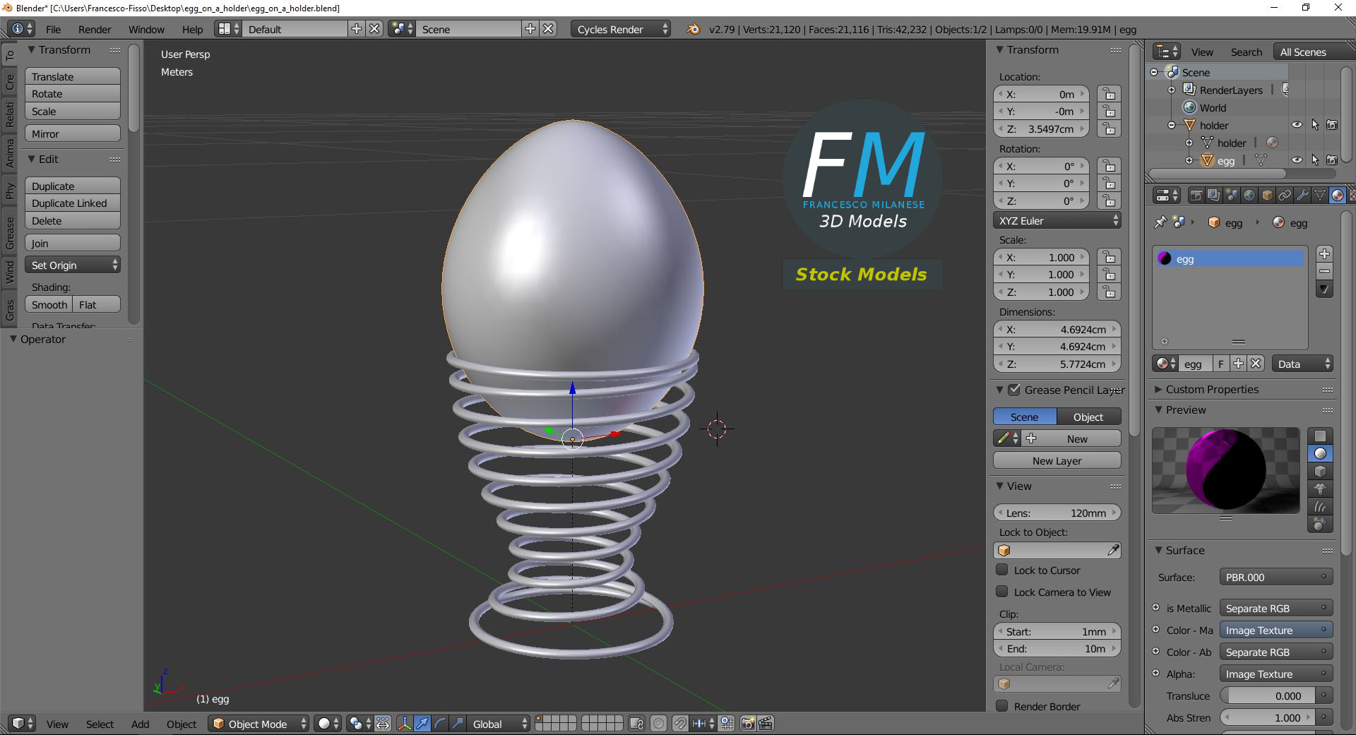 3D-Modell - Ei mit Spiralförmigem Eierbecher - 09