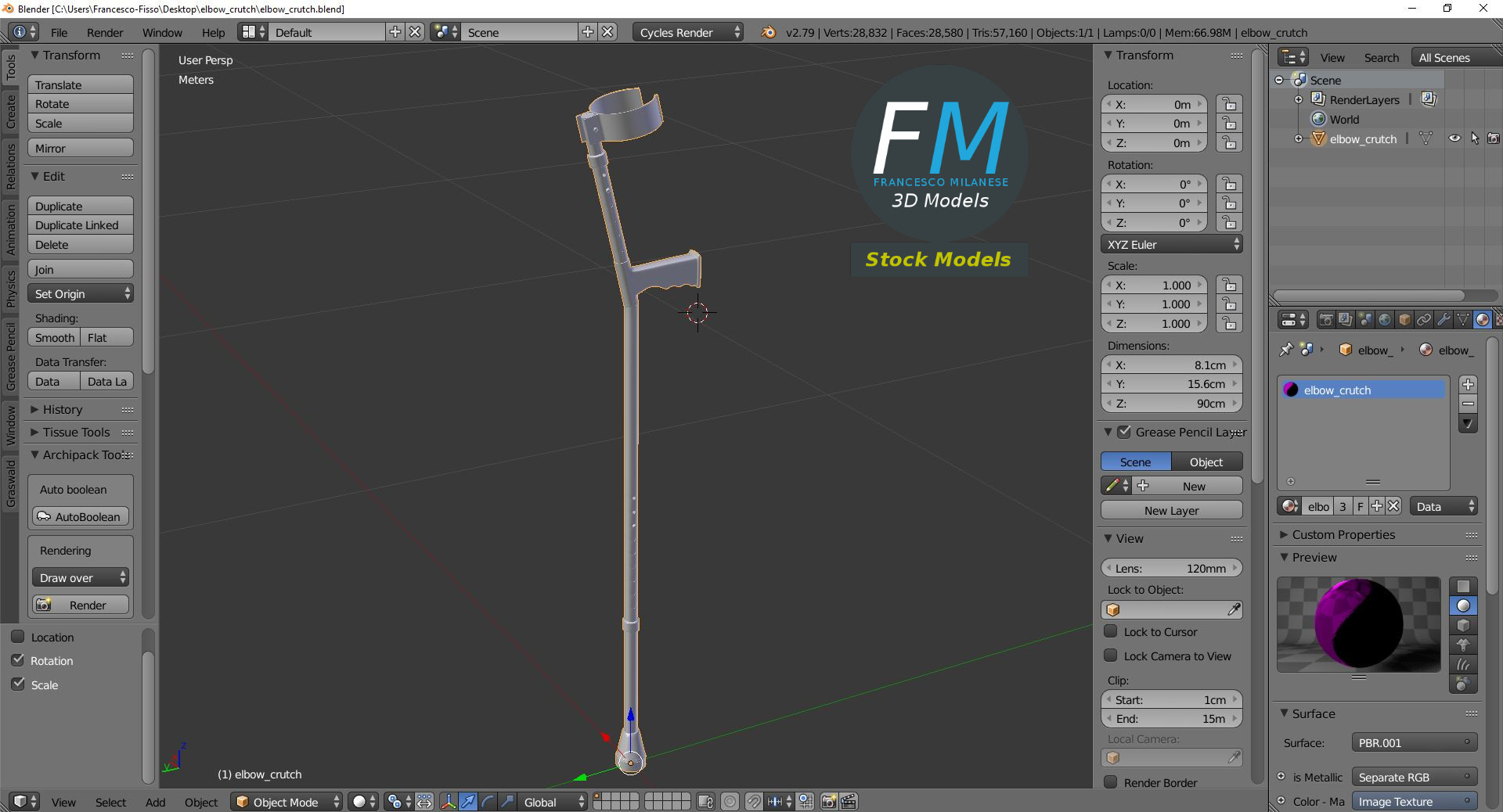 3D-Modell - Unterarmgehstütze - 09