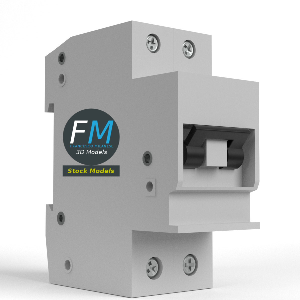 3D-Modell - Zweipoliger Leitungsschutzschalter - 01