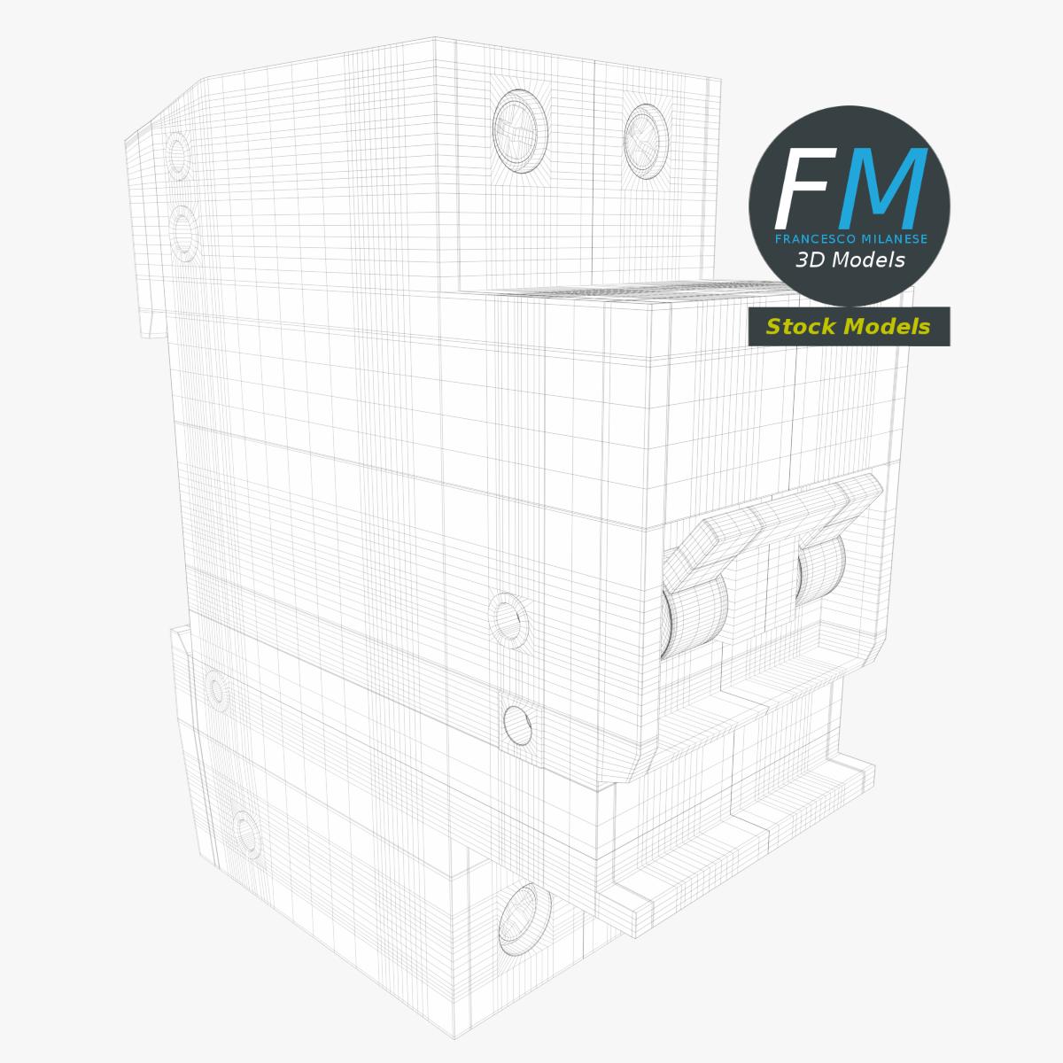 3D-Modell - Zweipoliger Leitungsschutzschalter - 07