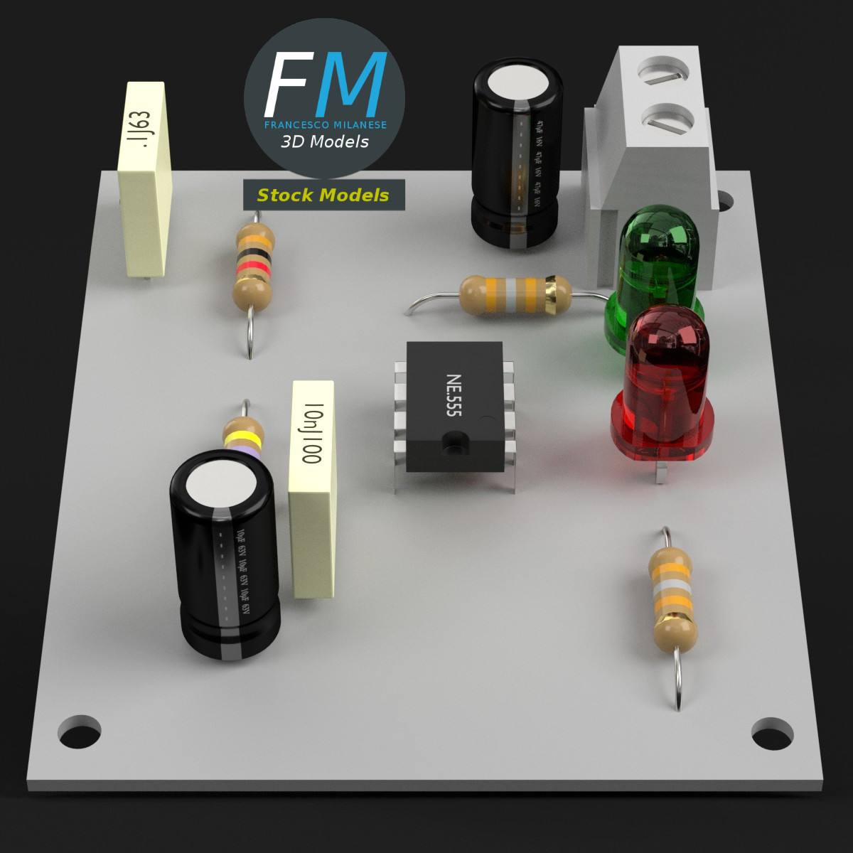 3D-Modell - Elektronische Leiterplatte - 03