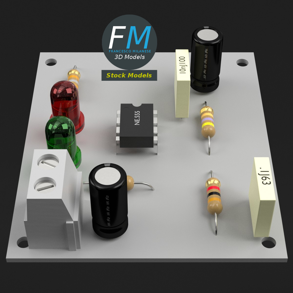 3D-Modell - Elektronische Leiterplatte - 04