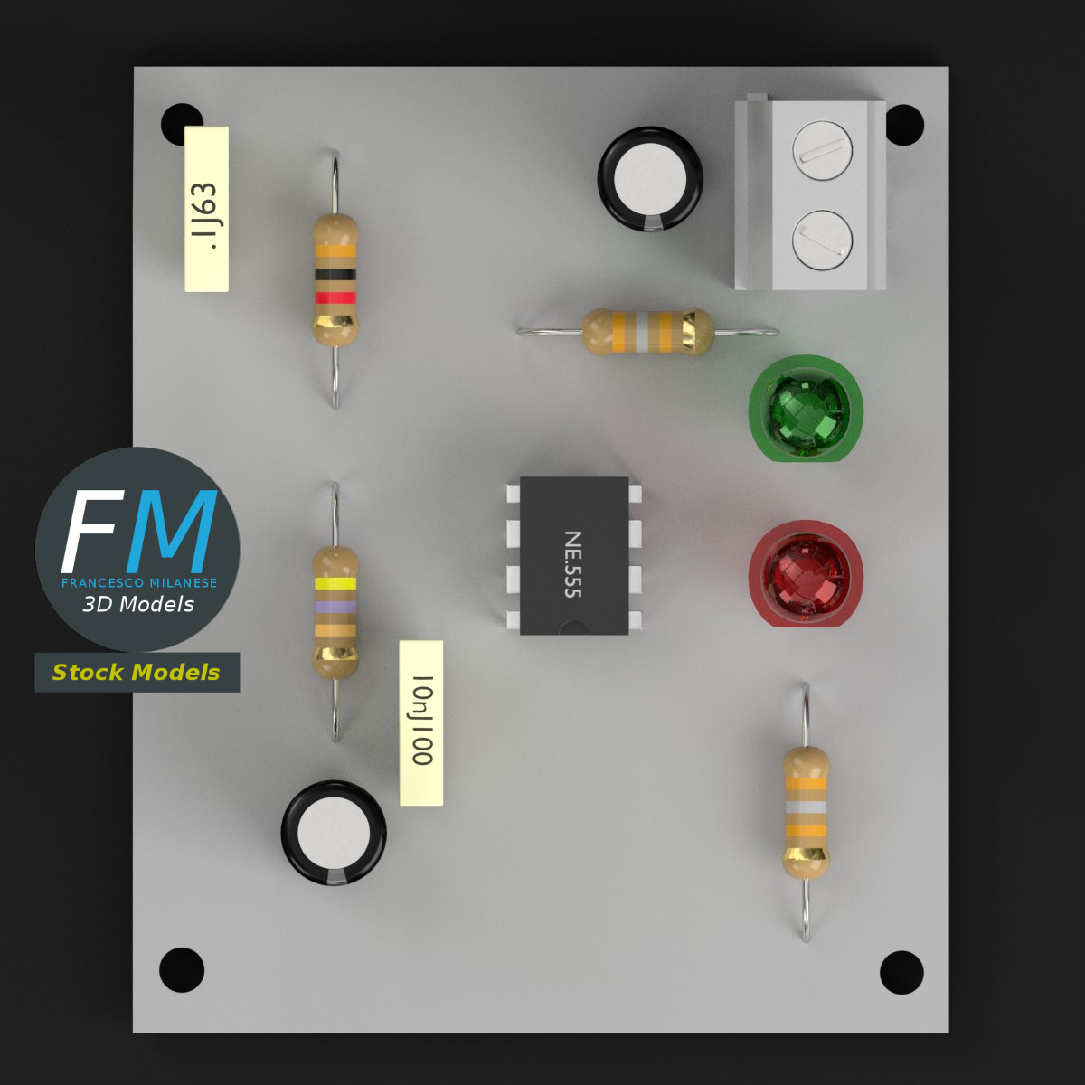 3D-Modell - Elektronische Leiterplatte - 06