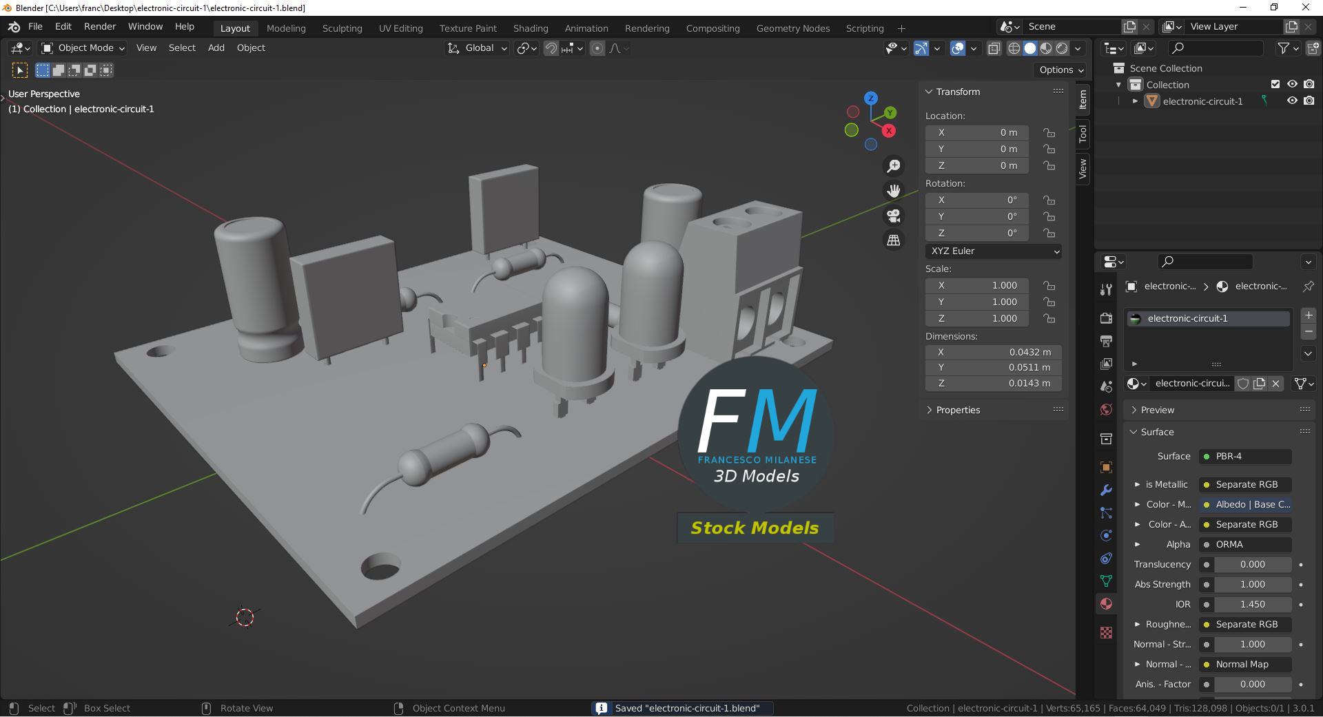 3D-Modell - Elektronische Leiterplatte - 09