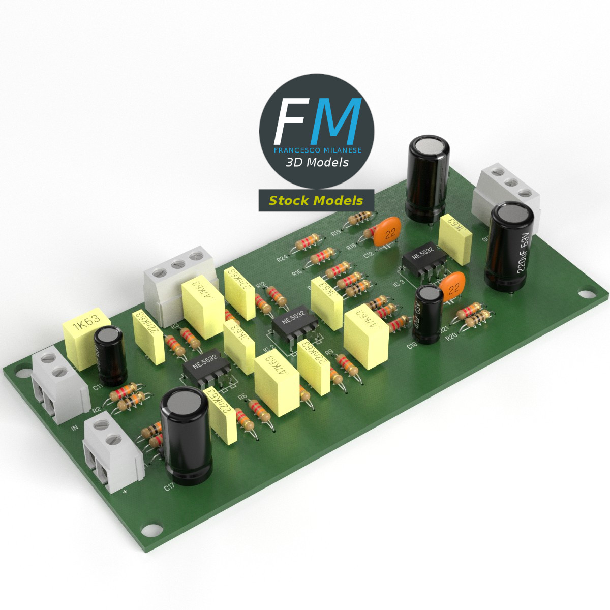 3D-Modell - Elektronische Leiterplatte - 01