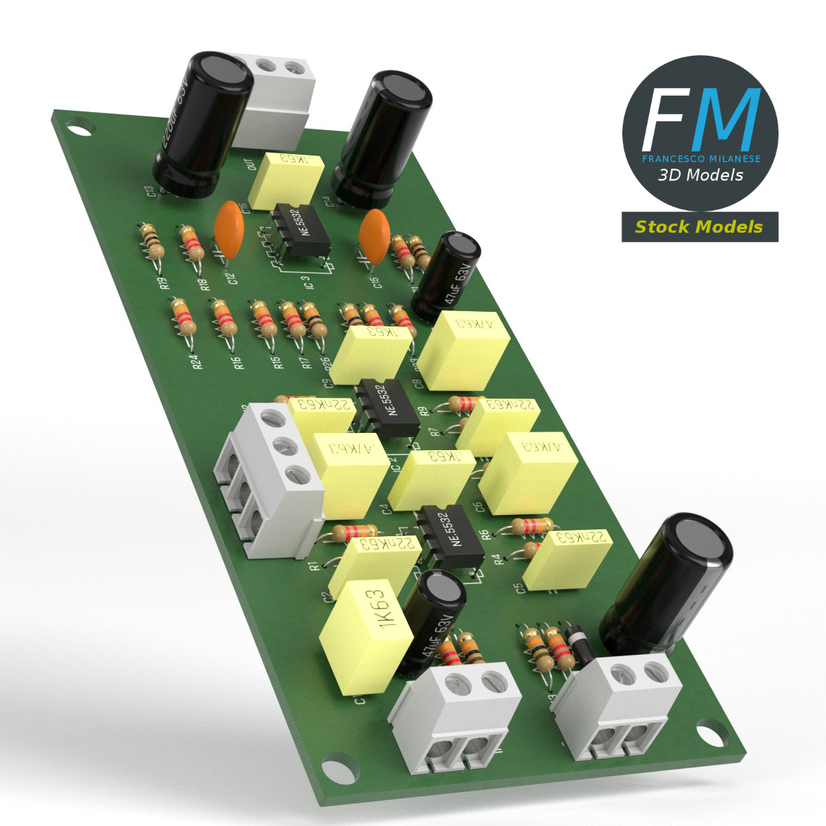 3D-Modell - Elektronische Leiterplatte - 03