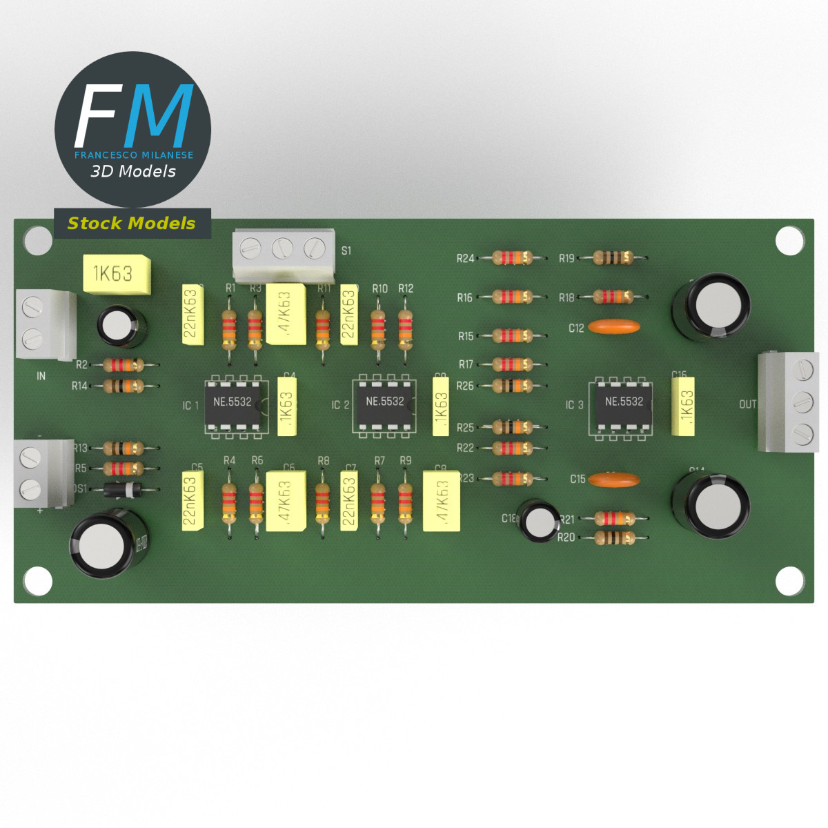 3D-Modell - Elektronische Leiterplatte - 06