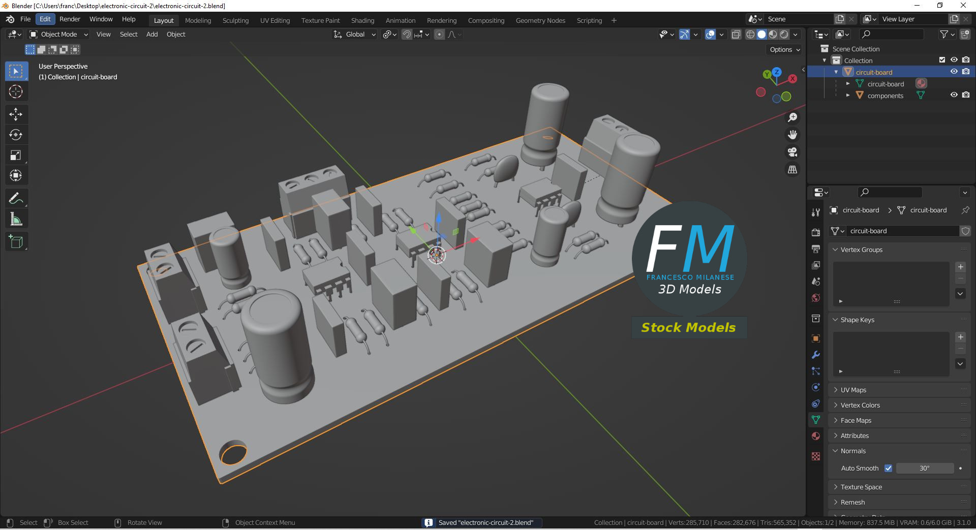 3D-Modell - Elektronische Leiterplatte - 09