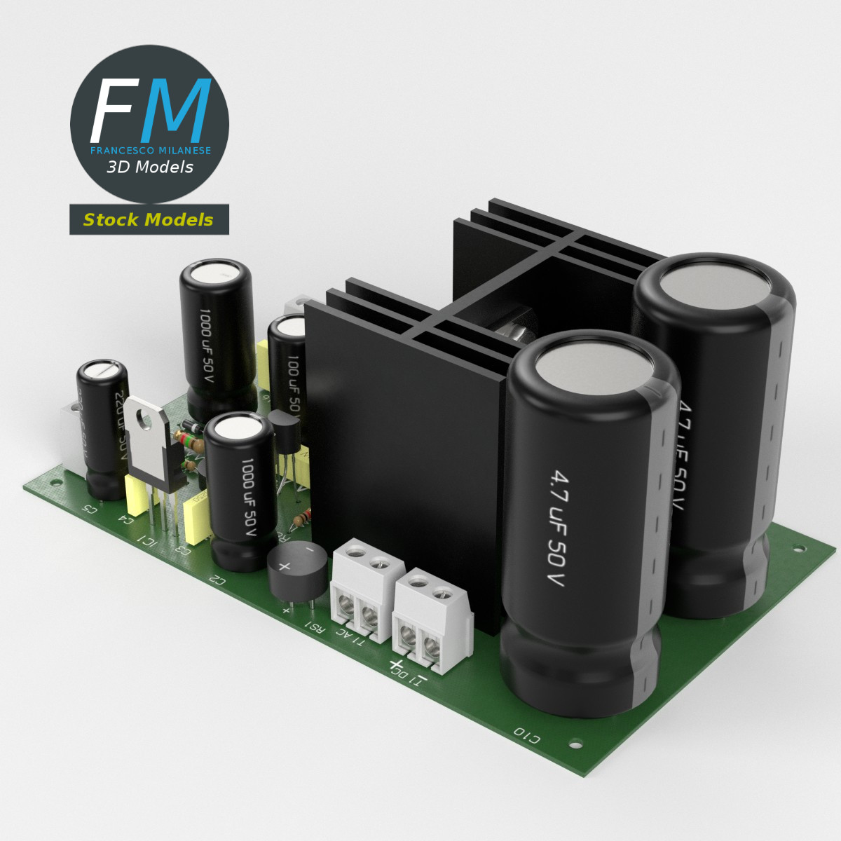3D-Modell - Leiterplatte für Elektronisches Netzteil - 02
