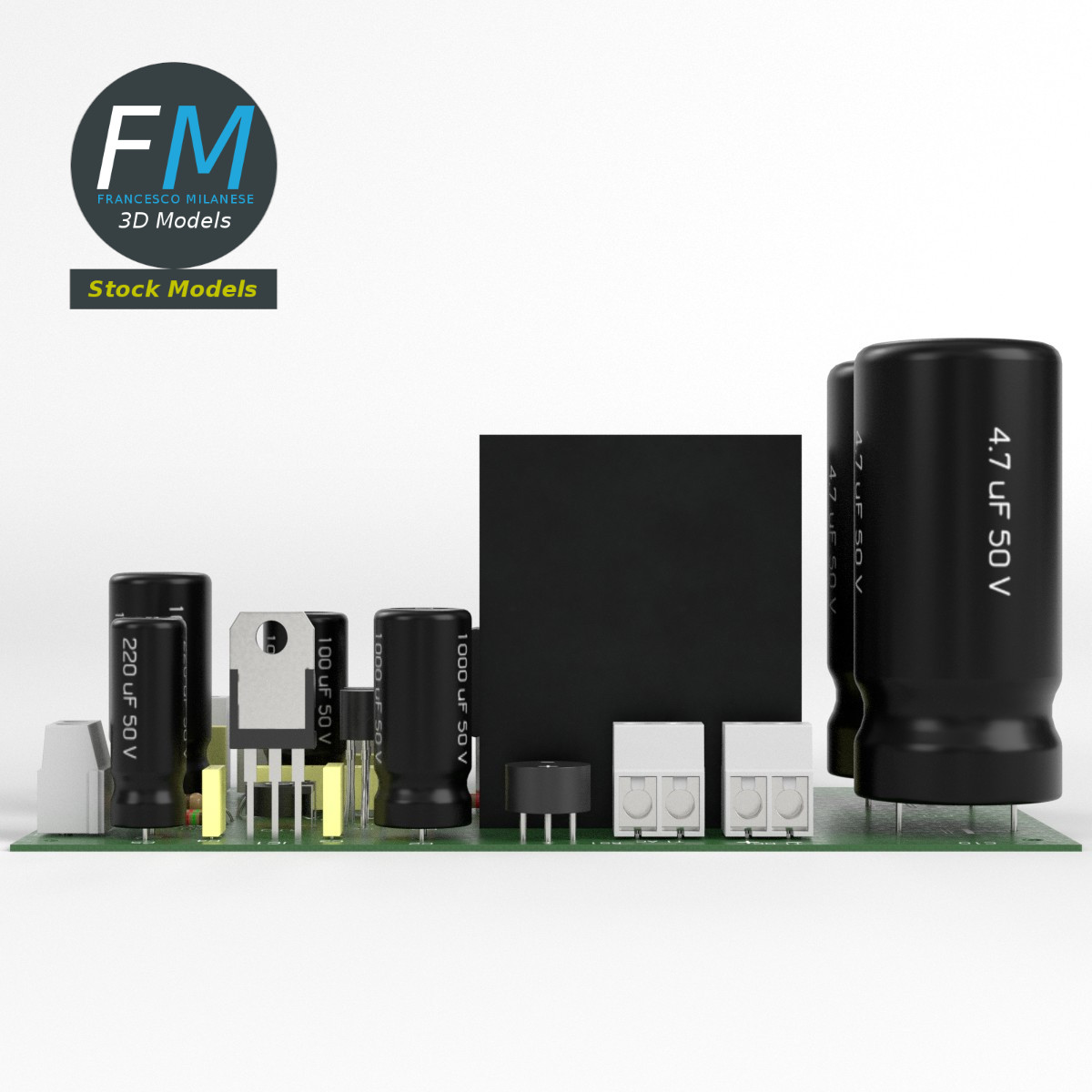 3D-Modell - Leiterplatte für Elektronisches Netzteil - 03